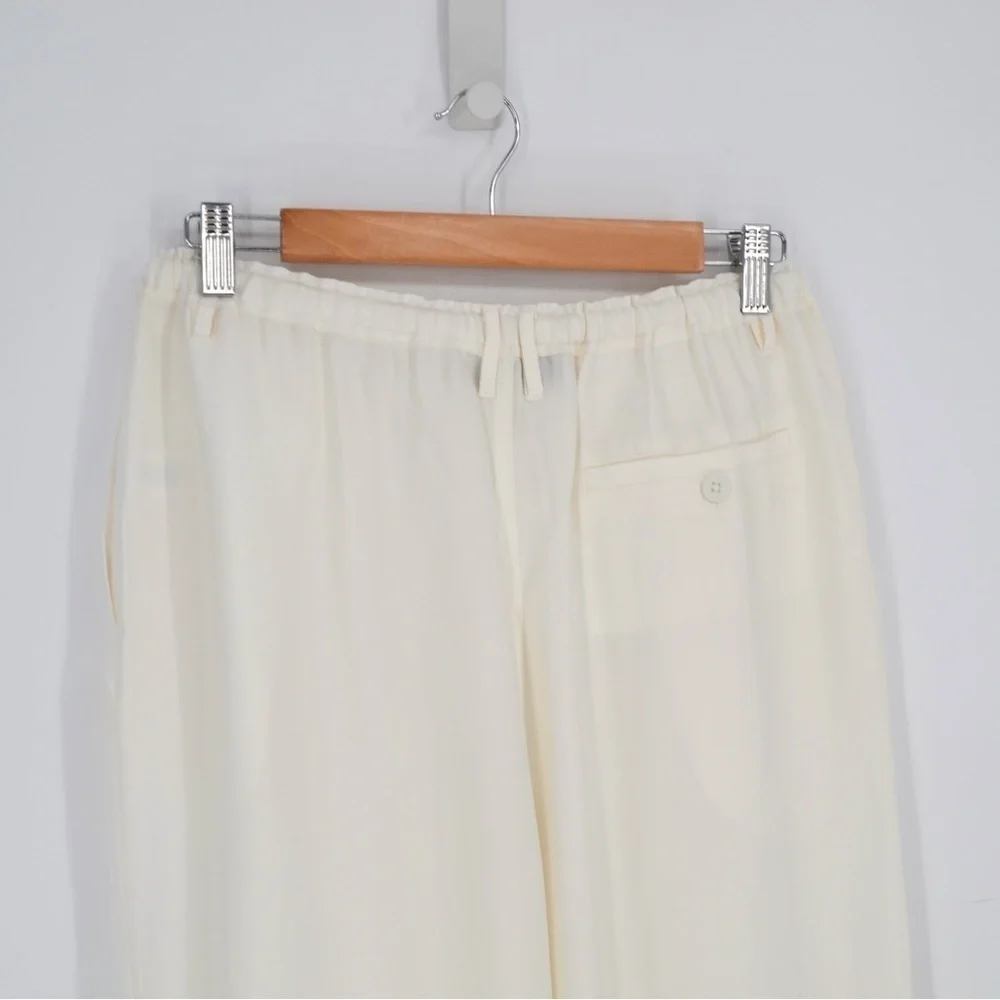 NEW L'ACADEMIE Abi Drawstring Pants Relaxed Straight in White Women's S - Picture 7 of 10